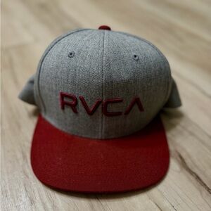 RVCA Mid Fit Gray and Red Hat